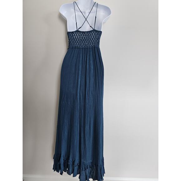 Free People FP One Dress Womens Small Adella Blue Maxi Lace Boho Festival Hippie - Picture 9 of 9